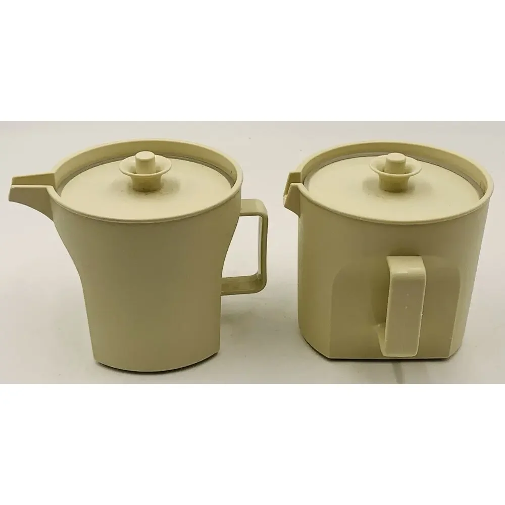 Tupperware Almond Creamer and Sugar Bowl Set #1414 #1415 With Lids Great Shape